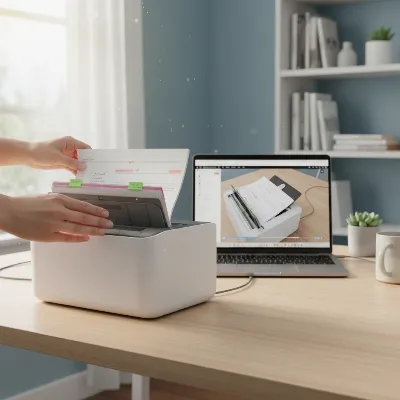 A person scanning a document into a computer for digital storage.